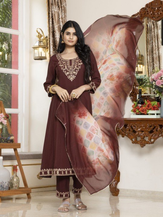 Maroon Heritage Anarkali Suit