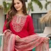 Red Thread Work Kurta Set