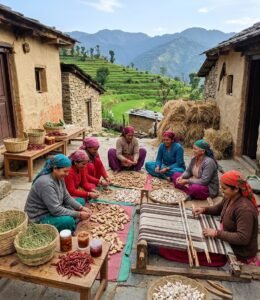 Rural Women working with traditional products in Sirmaur