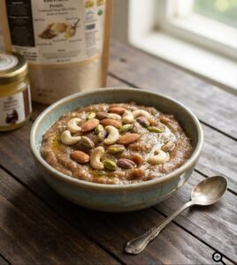 Traditional Kodra Halwa served with dry fruits 