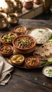 Ghoru Rajma served with rice in a traditional Pahadi meal